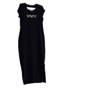Derek Heart Solid Black Maxi Dress with Butterflies Appliques & Cutouts size 1X